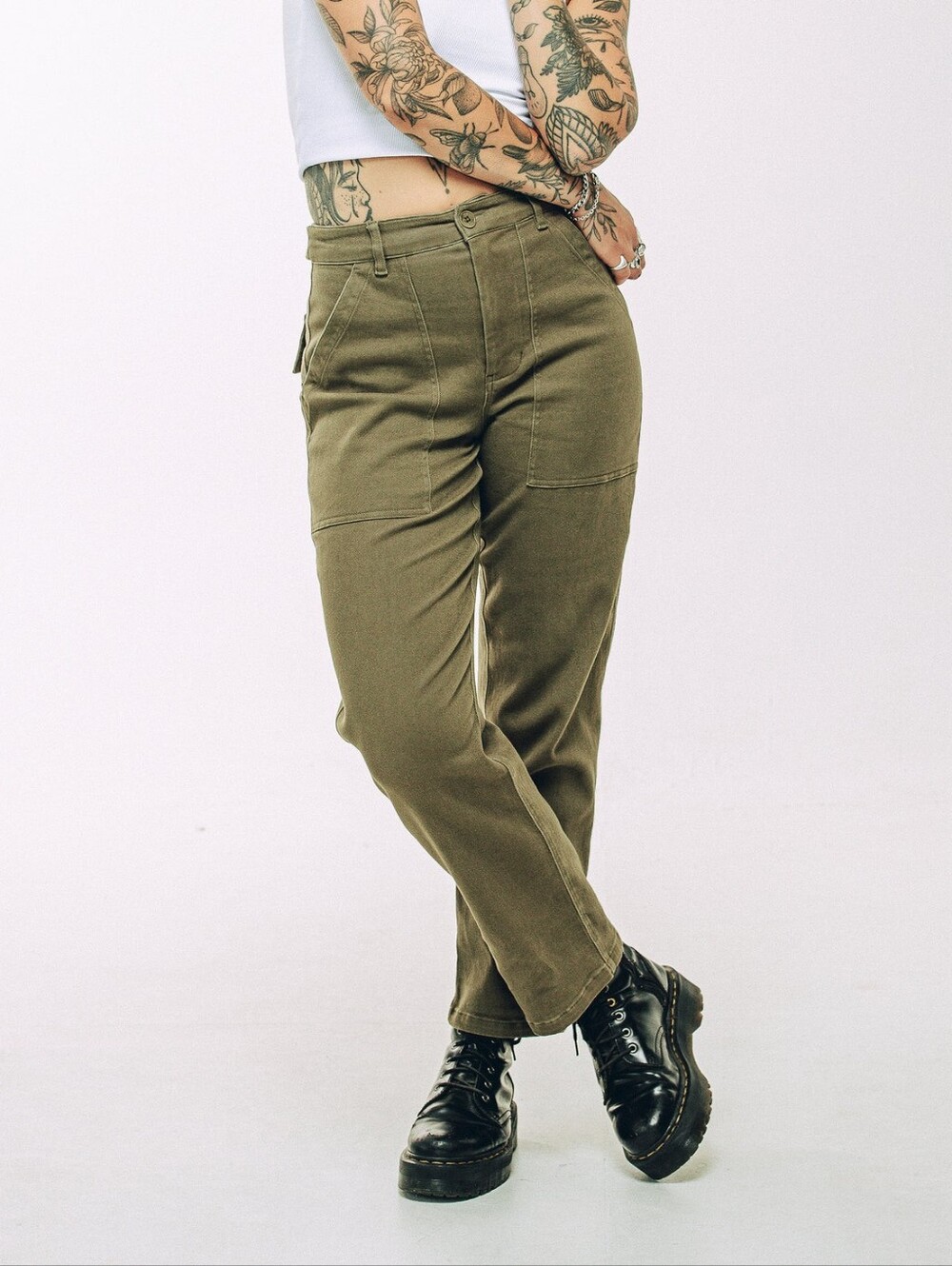 P&Co Women's Olive Fatigue Pants UK10